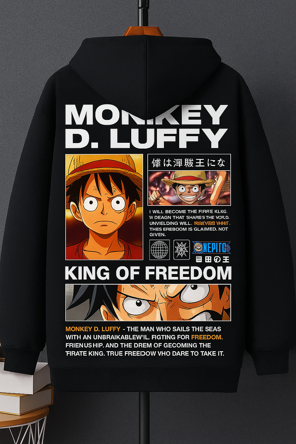 monkey D lufffy hoodies print with primum quility